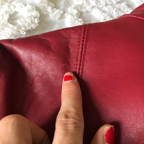 Nine West Separates Red Leather Jacket Size Large - Picture 15 of 16